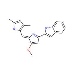 COC1=CC(c2cc3ccccc3[nH]2)=N/C1=C\c1[nH]c(C)cc1C ZINC000029052268