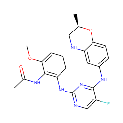 COC1=CCCC(Nc2ncc(F)c(Nc3ccc4c(c3)NC[C@@H](C)O4)n2)=C1NC(C)=O ZINC001772648083