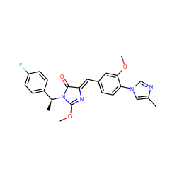 COC1=N/C(=C\c2ccc(-n3cnc(C)c3)c(OC)c2)C(=O)N1[C@@H](C)c1ccc(F)cc1 ZINC000058581136