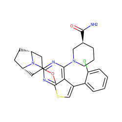 COC1C[C@@H]2CC[C@H](C1)N2c1nc(N2CCC[C@H](C(N)=O)C2)c2c(-c3ccccc3Cl)csc2n1 ZINC000146451149