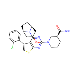 COC1C[C@@H]2CC[C@H](C1)N2c1nc(N2CCC[C@H](C(N)=O)C2)nc2scc(-c3ccccc3Cl)c12 ZINC000146543273