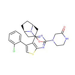 COC1C[C@@H]2CC[C@H](C1)N2c1nc(N2CCNC(=O)C2)nc2scc(-c3ccccc3Cl)c12 ZINC000146361601