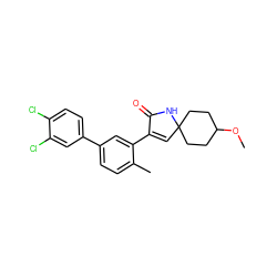 COC1CCC2(C=C(c3cc(-c4ccc(Cl)c(Cl)c4)ccc3C)C(=O)N2)CC1 ZINC000221194851