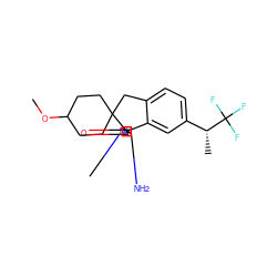 COC1CCC2(CC1)Cc1ccc([C@@H](C)C(F)(F)F)cc1[C@@]21N=C(N)N(C)C1=O ZINC000150147440