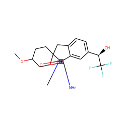 COC1CCC2(CC1)Cc1ccc([C@@H](O)C(F)(F)F)cc1[C@@]21N=C(N)N(C)C1=O ZINC000150127756