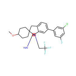 COC1CCC2(CC1)Cc1ccc(-c3cc(F)cc(Cl)c3)cc1[C@@]21CN(CC(F)(F)F)C(N)=N1 ZINC000142589517