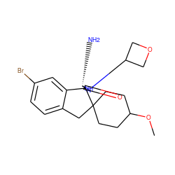 COC1CCC2(CC1)Cc1ccc(Br)cc1[C@@]21N[C@H](N)N(C2COC2)C1=O ZINC001772654683