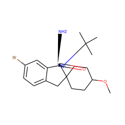 COC1CCC2(CC1)Cc1ccc(Br)cc1[C@]21N[C@@H](N)N(C(C)(C)C)C1=O ZINC001772571646