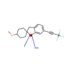 COC1CCC2(CC1)Cc1ccc(C#CC(F)(F)F)cc1[C@]21N=C(N)N(C)O1 ZINC000140428000