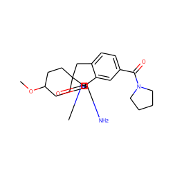 COC1CCC2(CC1)Cc1ccc(C(=O)N3CCCC3)cc1[C@]21N=C(N)N(C)C1=O ZINC000201254631