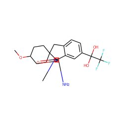 COC1CCC2(CC1)Cc1ccc(C(O)(O)C(F)(F)F)cc1[C@@]21N=C(N)N(C)C1=O ZINC000141551014
