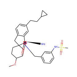COC1CCC2(CC1)Cc1ccc(CCC3CC3)cc1[C@@]21N[C@@H](N)N(Cc2cccc(NS(C)(=O)=O)c2)C1=O ZINC001772633928
