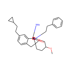 COC1CCC2(CC1)Cc1ccc(CCC3CC3)cc1[C@]21N=C(N)N(CCc2ccccc2)C1=O ZINC000201250342