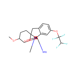 COC1CCC2(CC1)Cc1ccc(OC(F)(F)C(F)F)cc1[C@]21N=C(N)N(C)C1=O ZINC000201236508