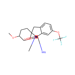 COC1CCC2(CC1)Cc1ccc(OC(F)(F)F)cc1[C@@]21N=C(N)N(C)C1=O ZINC000150125958