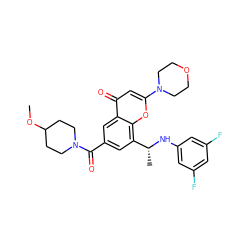 COC1CCN(C(=O)c2cc([C@@H](C)Nc3cc(F)cc(F)c3)c3oc(N4CCOCC4)cc(=O)c3c2)CC1 ZINC000116737277