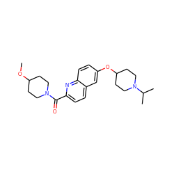 COC1CCN(C(=O)c2ccc3cc(OC4CCN(C(C)C)CC4)ccc3n2)CC1 ZINC000043079909