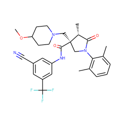 COC1CCN(C[C@@]2(C(=O)Nc3cc(C#N)cc(C(F)(F)F)c3)CN(c3c(C)cccc3C)C(=O)[C@H]2C)CC1 ZINC000142537490