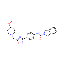 COC1CCN(Cc2nc(-c3ccc(NC(=O)N4Cc5ccccc5C4)cc3)no2)CC1 ZINC000165703757