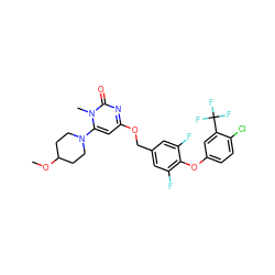 COC1CCN(c2cc(OCc3cc(F)c(Oc4ccc(Cl)c(C(F)(F)F)c4)c(F)c3)nc(=O)n2C)CC1 ZINC000653916047