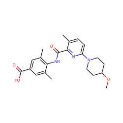 COC1CCN(c2ccc(C)c(C(=O)Nc3c(C)cc(C(=O)O)cc3C)n2)CC1 ZINC000216500571