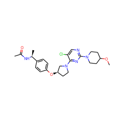 COC1CCN(c2ncc(Cl)c(N3CC[C@@H](Oc4ccc([C@H](C)NC(C)=O)cc4)C3)n2)CC1 ZINC000261173117