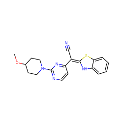 COC1CCN(c2nccc(/C(C#N)=C3\Nc4ccccc4S3)n2)CC1 ZINC000036184570