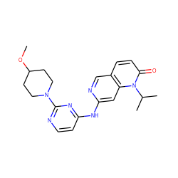 COC1CCN(c2nccc(Nc3cc4c(ccc(=O)n4C(C)C)cn3)n2)CC1 ZINC000299833426