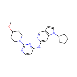 COC1CCN(c2nccc(Nc3cc4c(ccn4C4CCCC4)cn3)n2)CC1 ZINC000219082815