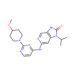 COC1CCN(c2nccc(Nc3cc4c(cn3)[nH]c(=O)n4C(C)C)n2)CC1 ZINC000299840948