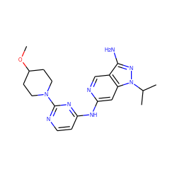 COC1CCN(c2nccc(Nc3cc4c(cn3)c(N)nn4C(C)C)n2)CC1 ZINC000299828052