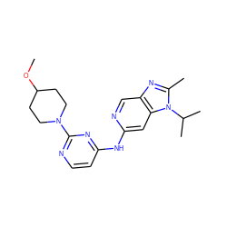 COC1CCN(c2nccc(Nc3cc4c(cn3)nc(C)n4C(C)C)n2)CC1 ZINC000222717810