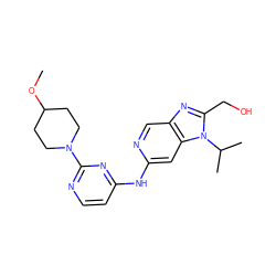 COC1CCN(c2nccc(Nc3cc4c(cn3)nc(CO)n4C(C)C)n2)CC1 ZINC000222711832