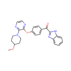 COC1CCN(c2nccnc2Oc2ccc(C(=O)c3nc4ccccc4[nH]3)cc2)CC1 ZINC000103285384