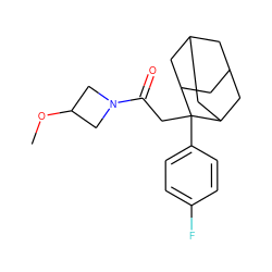 COC1CN(C(=O)CC2(c3ccc(F)cc3)C3CC4CC(C3)CC2C4)C1 ZINC000145893922