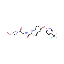 COC1CN(C(=O)CNC(=O)c2ccc3cc(Oc4ccc(C(F)(F)F)cn4)ccc3n2)C1 ZINC001772582474