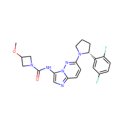 COC1CN(C(=O)Nc2cnc3ccc(N4CCC[C@@H]4c4cc(F)ccc4F)nn23)C1 ZINC000118236788