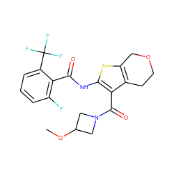 COC1CN(C(=O)c2c(NC(=O)c3c(F)cccc3C(F)(F)F)sc3c2CCOC3)C1 ZINC000095559553