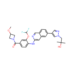 COC1CN(C(=O)c2ccc(Nc3cc4cc(-c5cnn(CC(C)(C)O)c5)ccc4cn3)c(OC(F)F)c2)C1 ZINC000207723150