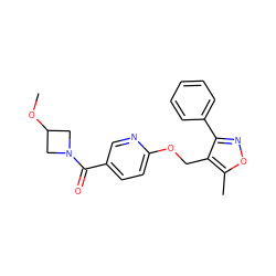 COC1CN(C(=O)c2ccc(OCc3c(-c4ccccc4)noc3C)nc2)C1 ZINC000143326644