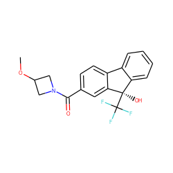 COC1CN(C(=O)c2ccc3c(c2)[C@](O)(C(F)(F)F)c2ccccc2-3)C1 ZINC000143337690