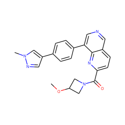 COC1CN(C(=O)c2ccc3cncc(-c4ccc(-c5cnn(C)c5)cc4)c3n2)C1 ZINC000653838522