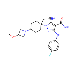 COC1CN(C2CCC(CC#N)(n3cc(C(N)=O)c(Nc4ccc(F)cc4)n3)CC2)C1 ZINC000219274300