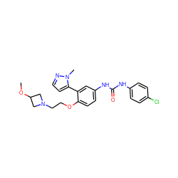 COC1CN(CCOc2ccc(NC(=O)Nc3ccc(Cl)cc3)cc2-c2ccnn2C)C1 ZINC000045320123