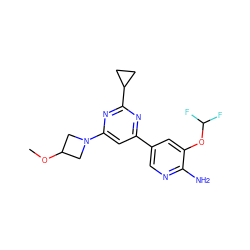 COC1CN(c2cc(-c3cnc(N)c(OC(F)F)c3)nc(C3CC3)n2)C1 ZINC000653769216