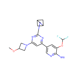 COC1CN(c2cc(-c3cnc(N)c(OC(F)F)c3)nc(N3CC4CC3C4)n2)C1 ZINC000653681054