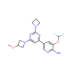 COC1CN(c2cc(-c3cnc(N)c(OC(F)F)c3)nc(N3CCC3)n2)C1 ZINC000653686482