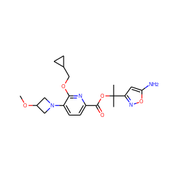 COC1CN(c2ccc(C(=O)OC(C)(C)c3cc(N)on3)nc2OCC2CC2)C1 ZINC000473168089