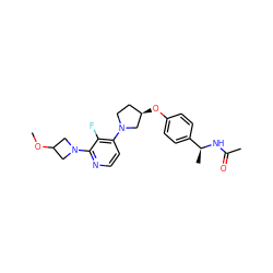 COC1CN(c2nccc(N3CC[C@@H](Oc4ccc([C@H](C)NC(C)=O)cc4)C3)c2F)C1 ZINC000169709346