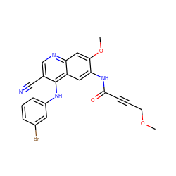 COCC#CC(=O)Nc1cc2c(Nc3cccc(Br)c3)c(C#N)cnc2cc1OC ZINC000013492806